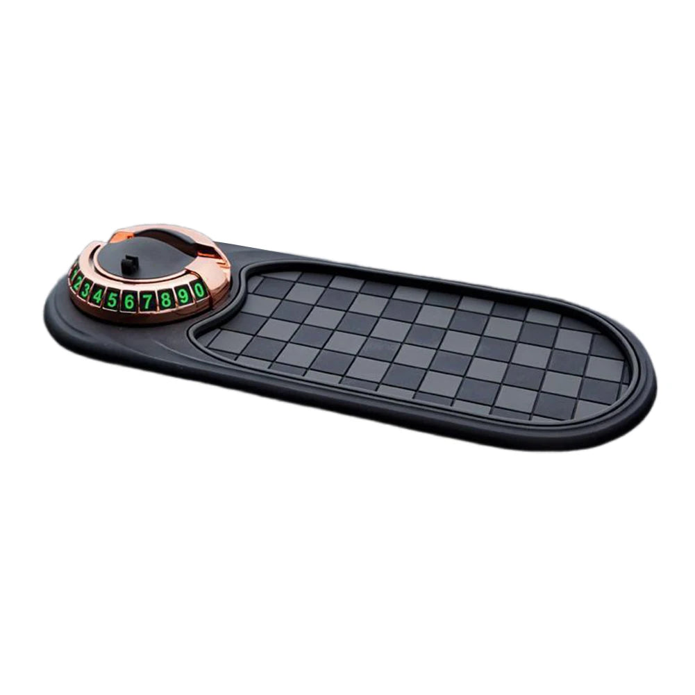 Car Anti-Slip Mat Car Dash Grip Pad with Temporary Parking Numbe 360 Degree Rotating Car Phone Holder for Vehicle Dashboard