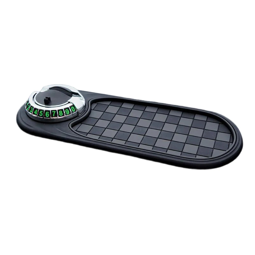 Car Anti-Slip Mat Car Dash Grip Pad with Temporary Parking Numbe 360 Degree Rotating Car Phone Holder for Vehicle Dashboard
