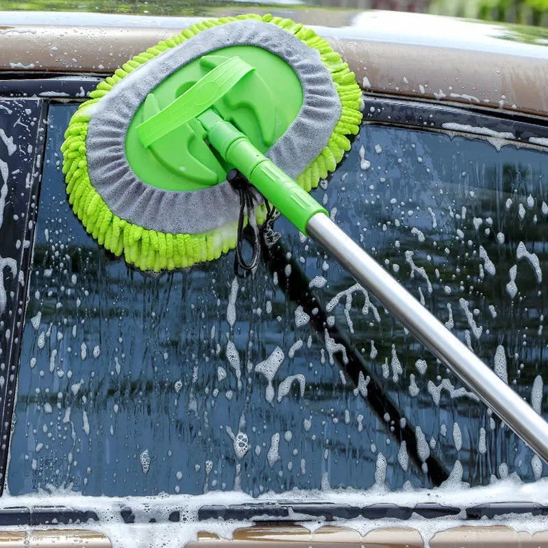 Rotating Car Wash Mop Cleaning Brush Head Auto Supplies Three-Section Telescopic Roof Window Cleaning Maintenance Accessories