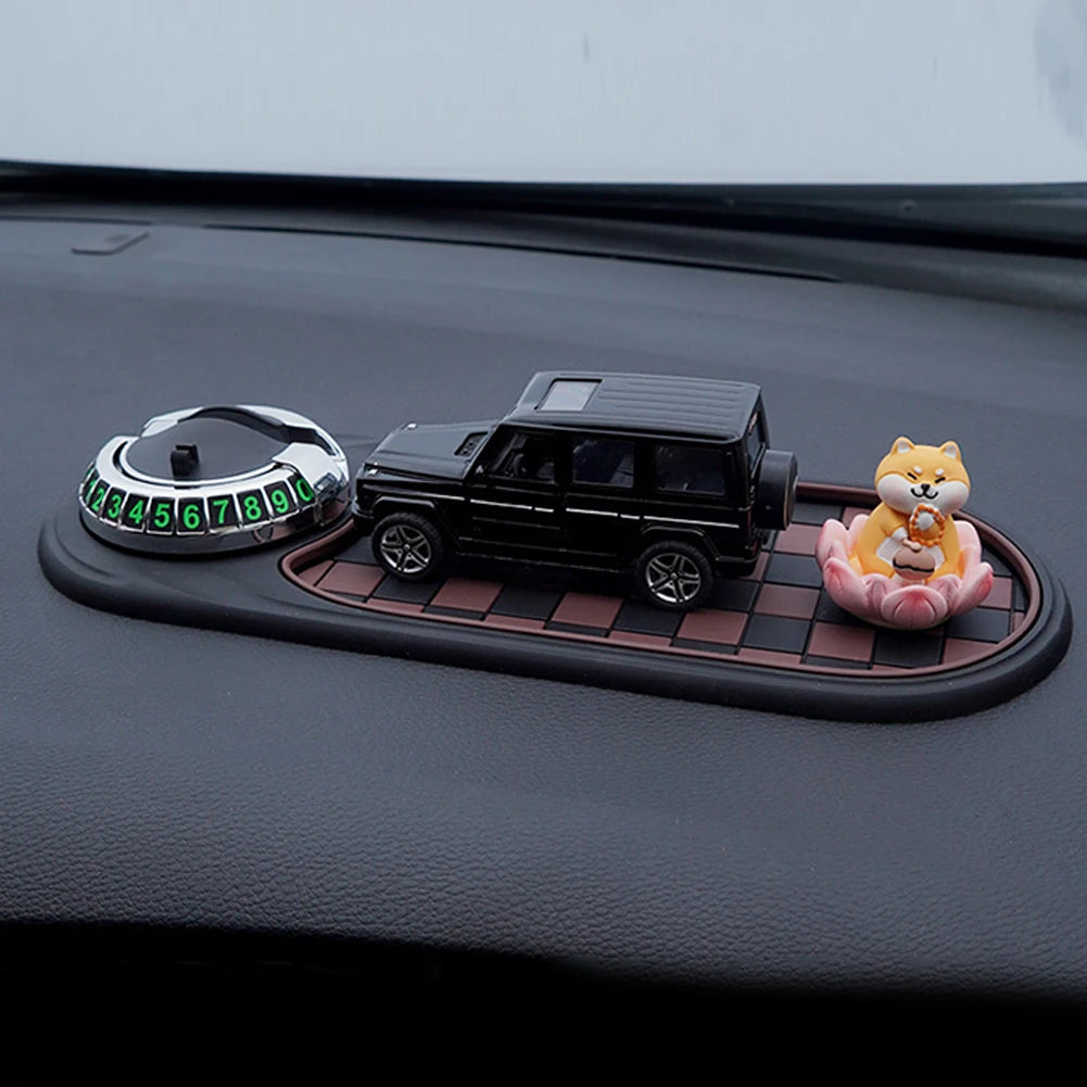 Car Anti-Slip Mat Car Dash Grip Pad with Temporary Parking Numbe 360 Degree Rotating Car Phone Holder for Vehicle Dashboard