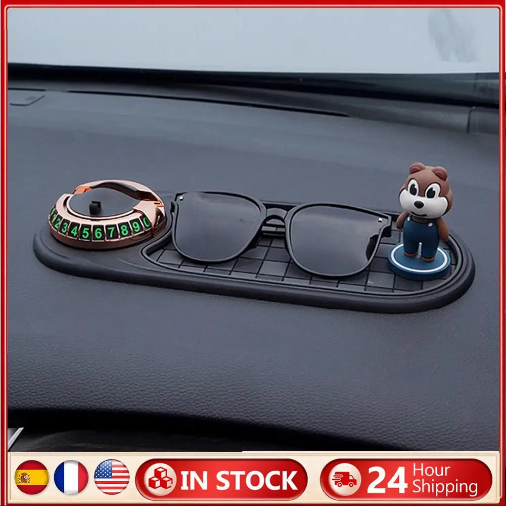 Car Anti-Slip Mat Car Dash Grip Pad with Temporary Parking Numbe 360 Degree Rotating Car Phone Holder for Vehicle Dashboard