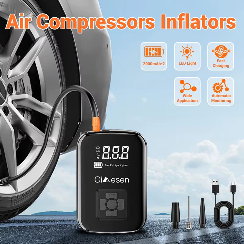 1Pc Car Wireless Air Pump 150PSI Portable Electric Tire Inflation for Car Bicycle Motorcycle Air Compressor Inflator US Shipping