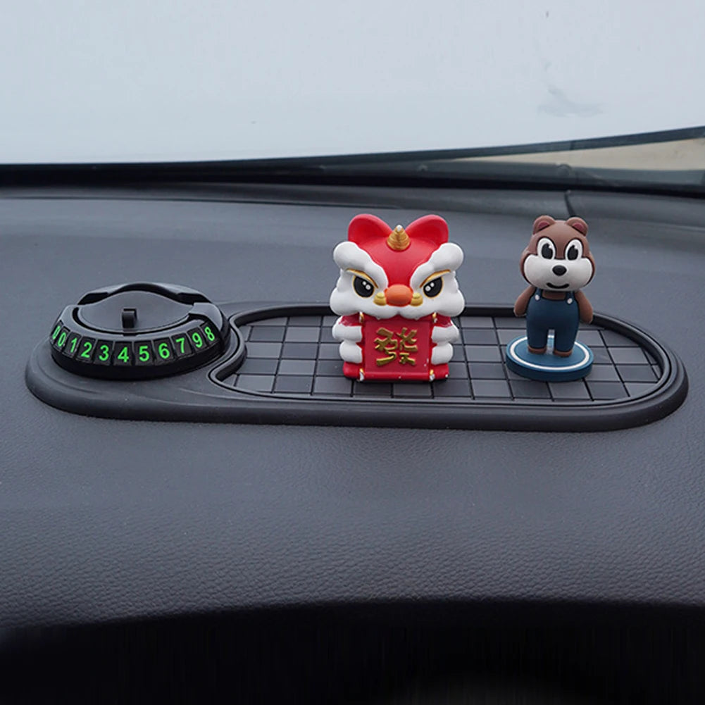 Car Anti-Slip Mat Car Dash Grip Pad with Temporary Parking Numbe 360 Degree Rotating Car Phone Holder for Vehicle Dashboard