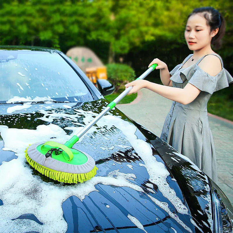 Rotating Car Wash Mop Cleaning Brush Head Auto Supplies Three-Section Telescopic Roof Window Cleaning Maintenance Accessories