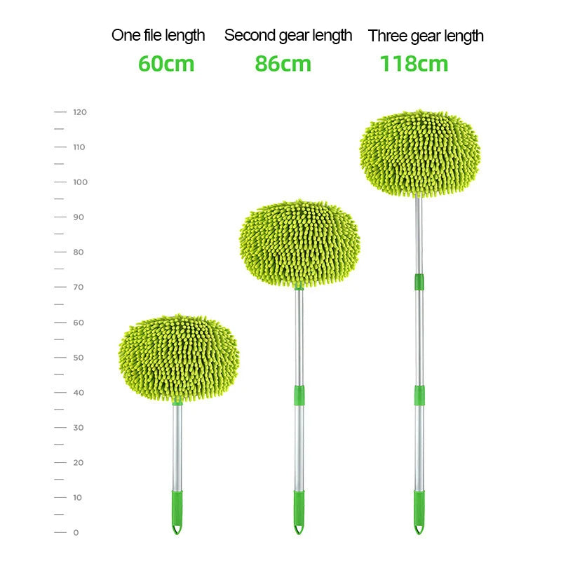 Rotating Car Wash Mop Cleaning Brush Head Auto Supplies Three-Section Telescopic Roof Window Cleaning Maintenance Accessories